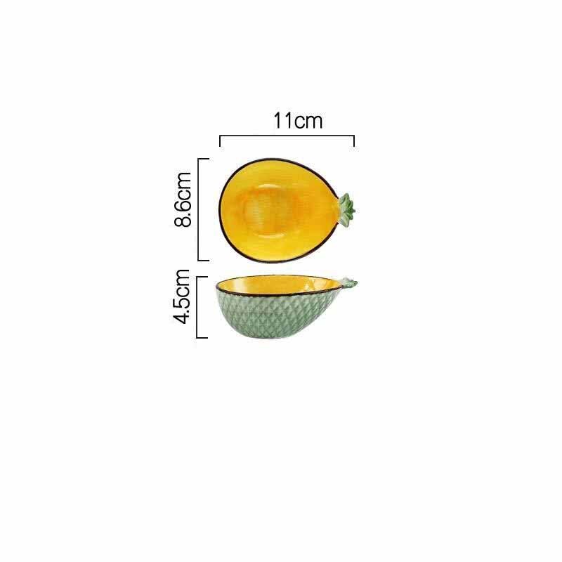 Ceramic Salad Bowl Pineapple Bowl Plate Home Decor Tableware Cute Soup Noodle Bowl Fruit Plate Kitchen Organizer: 4.3inch