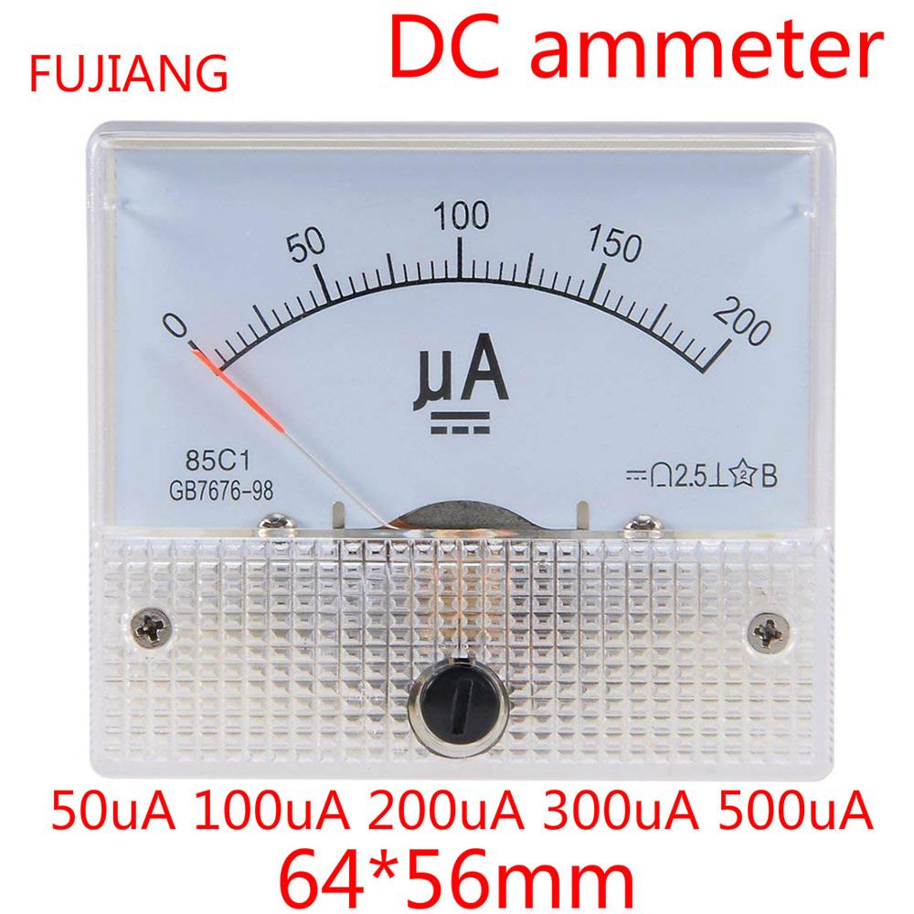 85C1 Micro-ampe100uA 200uA 500uA Pointer DC Analog Current Panel Meter DC 50uA Ammeter for Circuit Testing Ampere Tester Gauge