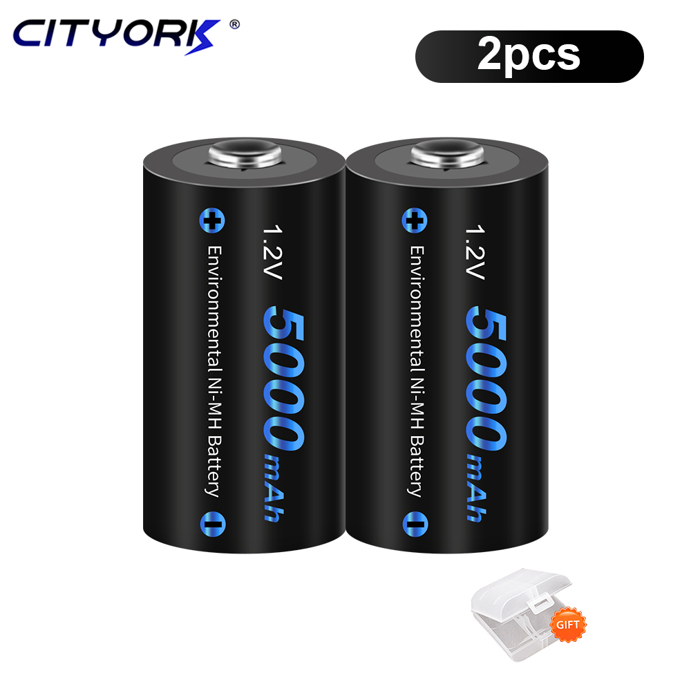 CITYORK Akumulator o rozmiarze 1,2 V C 5000 mAh Akumulator R14 C o dużej pojemności z ładowarką LCD do C D AA AAA 9 V: Czerwony