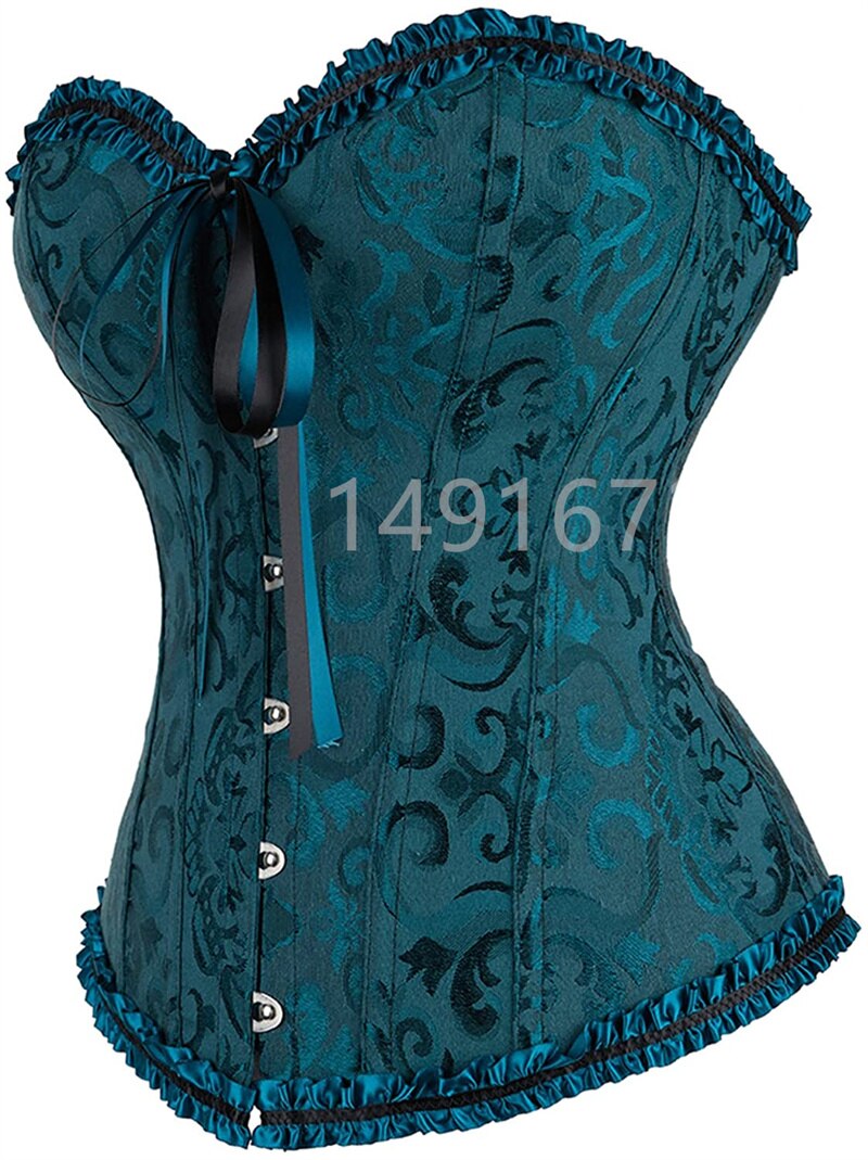 Sapubonva-corsé de talla grande para mujer, Top Sexy, corpiño, sobre el pecho, corsé de brocado gótico Floral, rosa roja