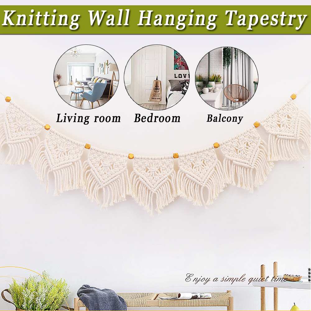 Bohemian Wall Hanging Tapestry Handmade Macrame Knitting Home Decor Apartment Dorm Room Decoration Wall Hanging Tapestry