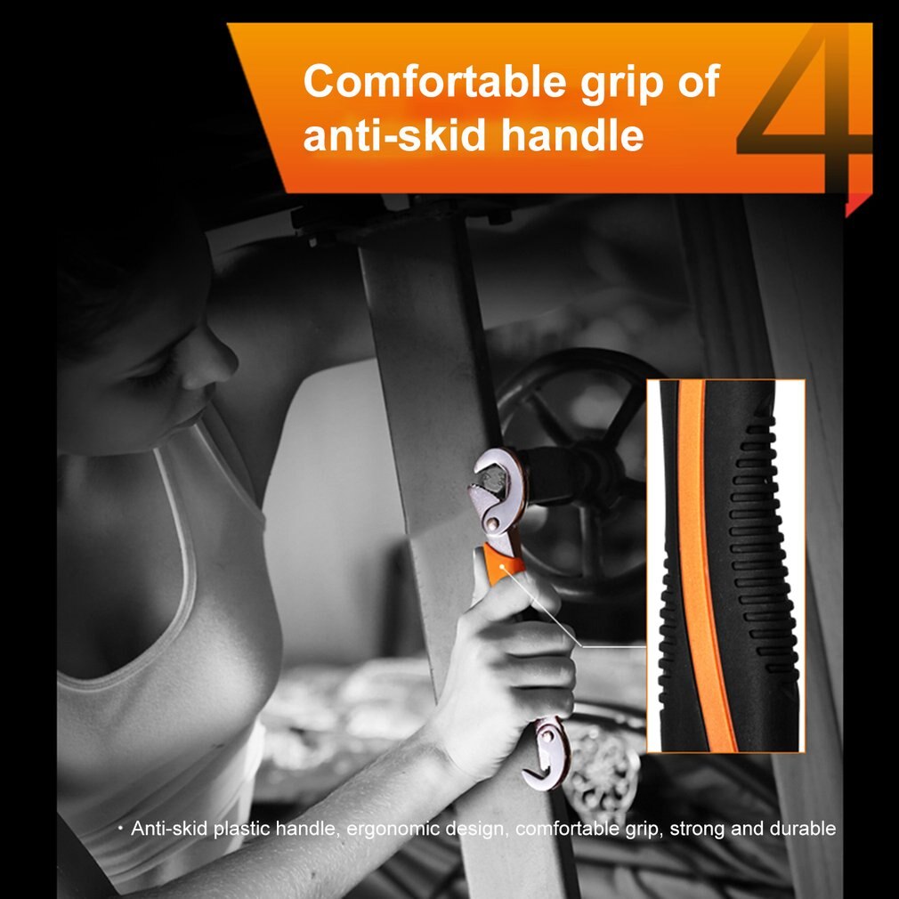 2Pcs Multi-function Quick Adjustable Socket Head Wrench Spanner Chrome Vanadium Steel Universal wrench