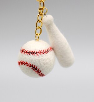 Basketball Football Tennis Pendant wool needlepoint kit wool felt needle felting decoration craft needlecraft DIY handmade: baseball