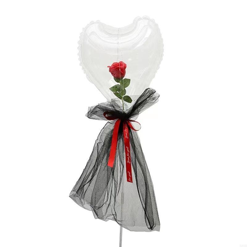 N80b led-ballonger roseblomstlyssett diy kjærlighet hjerteformede gjennomsiktige baller lysende ballong til bryllup forlovelsesfest