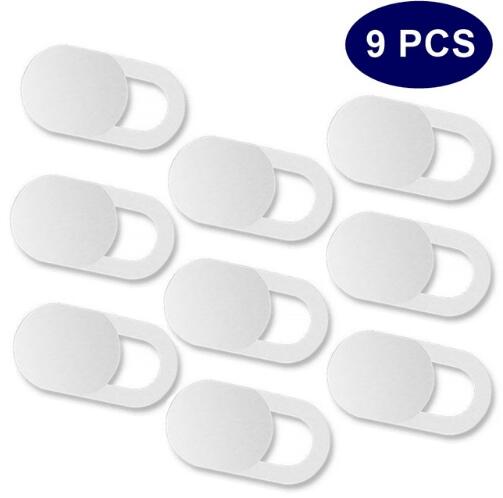 9PCS Universal WebCam Cover Shutter Magnet Slider Plastic Camera Cover For Web Laptop iPad PC Macbook Tablet Privacy Sticker: 9 pc white