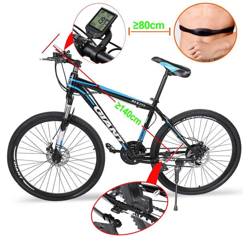 Wireless Bicycle Odometer Multifunctional Heart Rate Bicycle Computer Cadence Cycle Computer Nightlight Waterproof