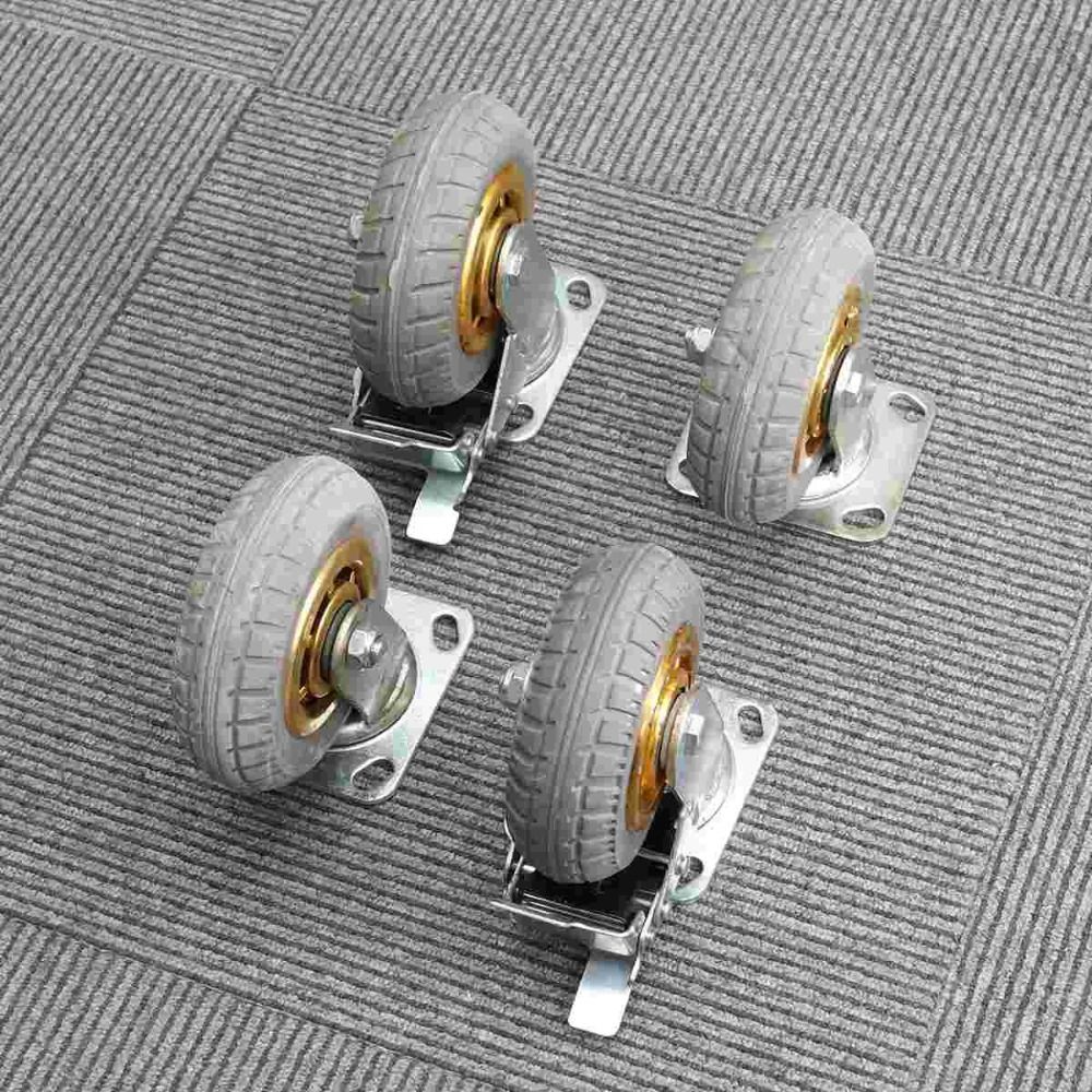 Noiseless Furniture Caster Heavy Loads Transporter Swivel Caster With Brake Rubber Roller Wheel Tire Trolley Chair Mover
