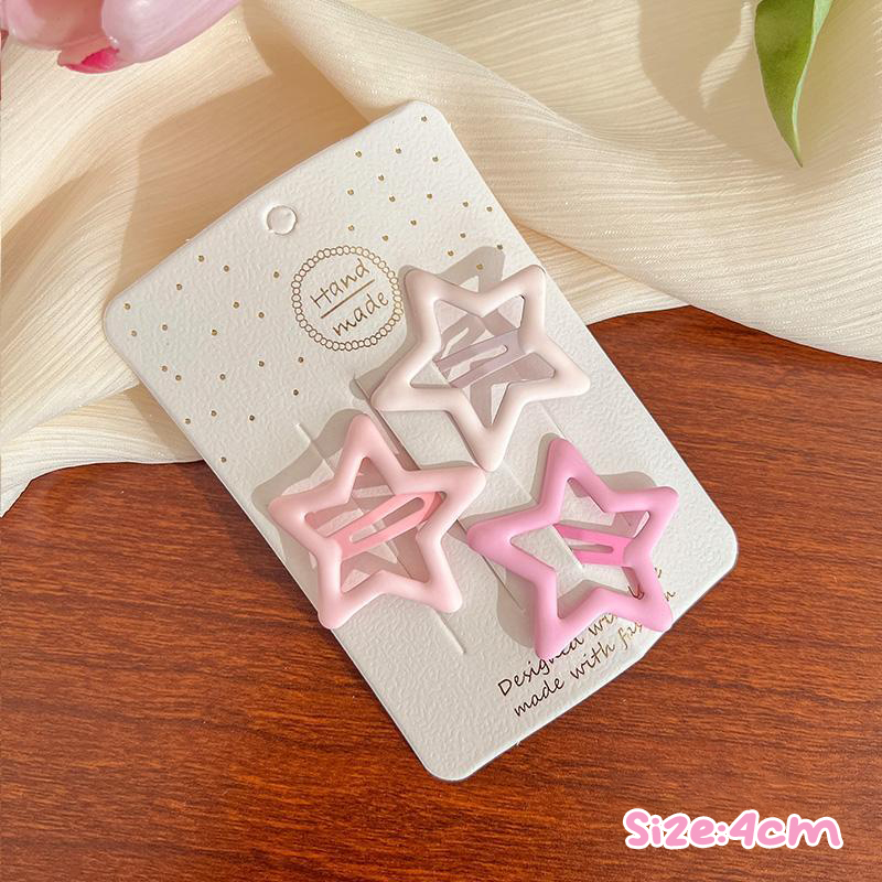 3pcs/set Mini Korean Style Frosted Pink Color Hairpins For Women Girls Star BB Hair Clips Pin Snap Ornaments Accessories: GRAY