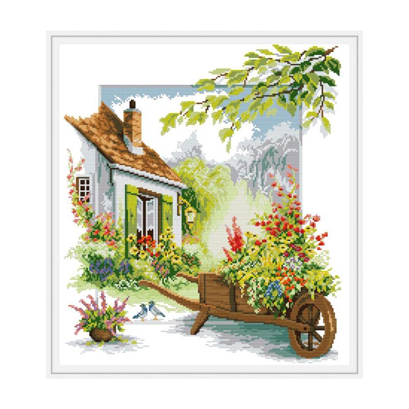 The four seasons scenery painting counted printed on canvas DMC 14CT flowers plants Cross Stitch Needlework Sets Embroidery kit