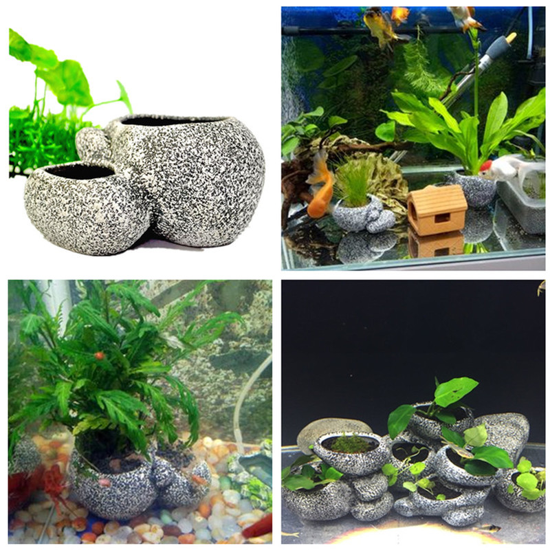 Akvarieväxt bonsai stenkruka fisktank stengrottadekoration för fiskuppfödare bonsai skyddsfilter