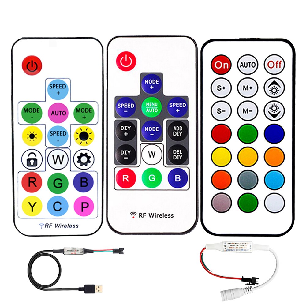 WS2812B WS2811 Led Strip Controller Music Wifi Bluetooth Led Controller SP108E SP107E SP106E SP105E SP110E 14/17/21 Keys DC5-24V