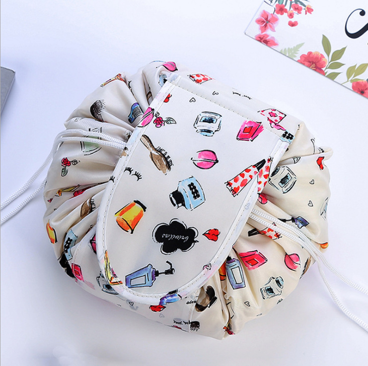 Women Drawstring Cosmetic Bag Travel Storage Makeup Bag Organizer Female Make Up Pouch Portable Waterproof Toiletry Beauty Case: Silver