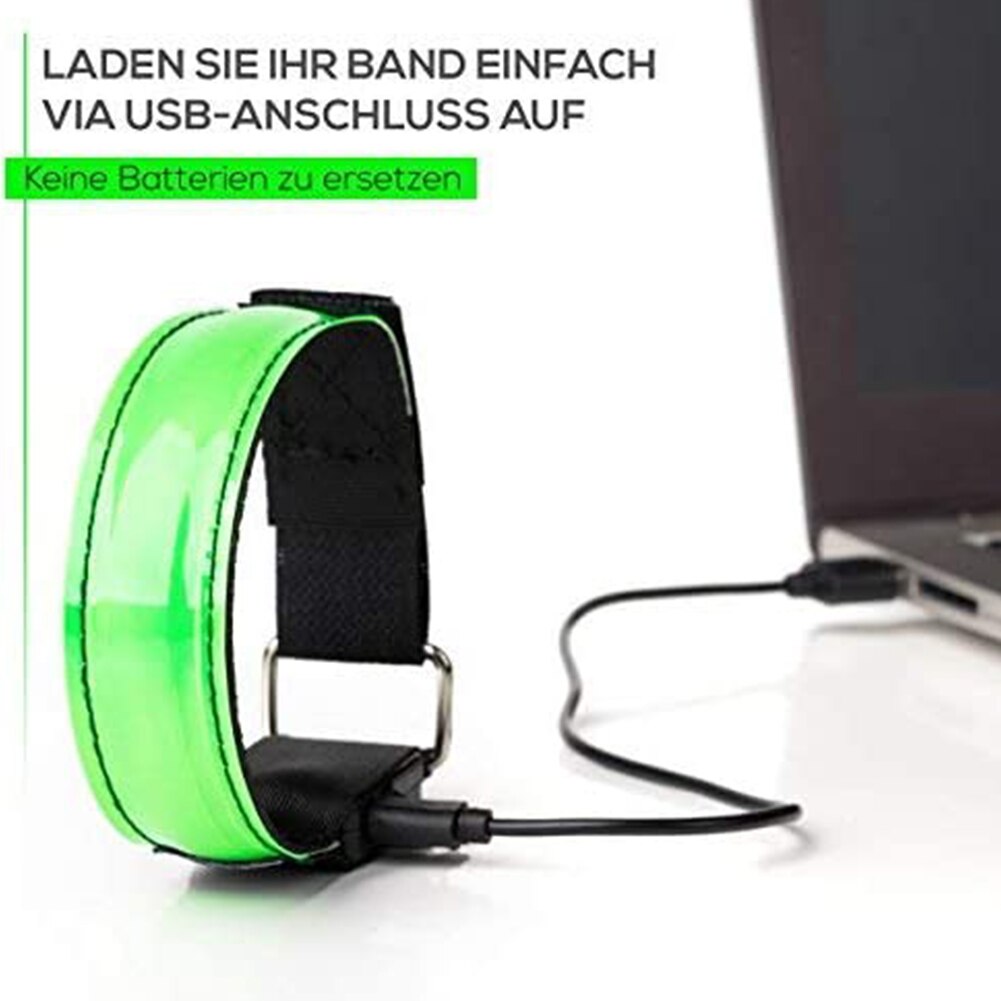 USB Ladung LED leuchtend Nacht Lauf Armbinde Armbinde draussen Sport Armbänder Laufende Licht Für Läufer Jogger Radfahren