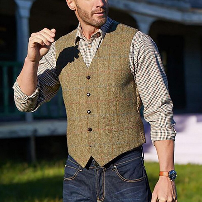 N/A Herenvest Tweed Pak Zakelijke Kleding voor Heren