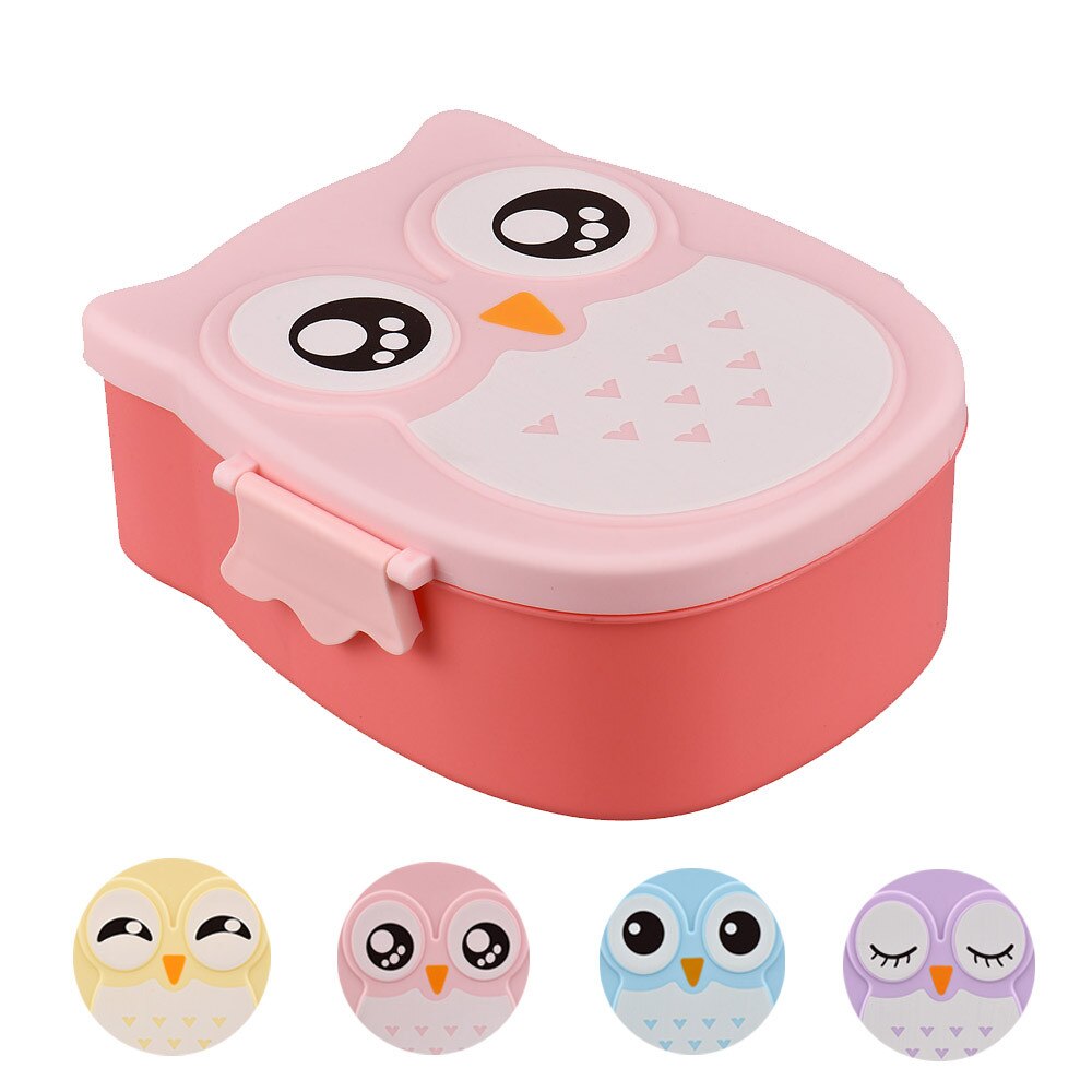Leuke Cartoon Uil Lunchbox Voedsel Container Opbergdoos Draagbare Kids Student Lunch Bento Box Container Met Compartimenten Case #47