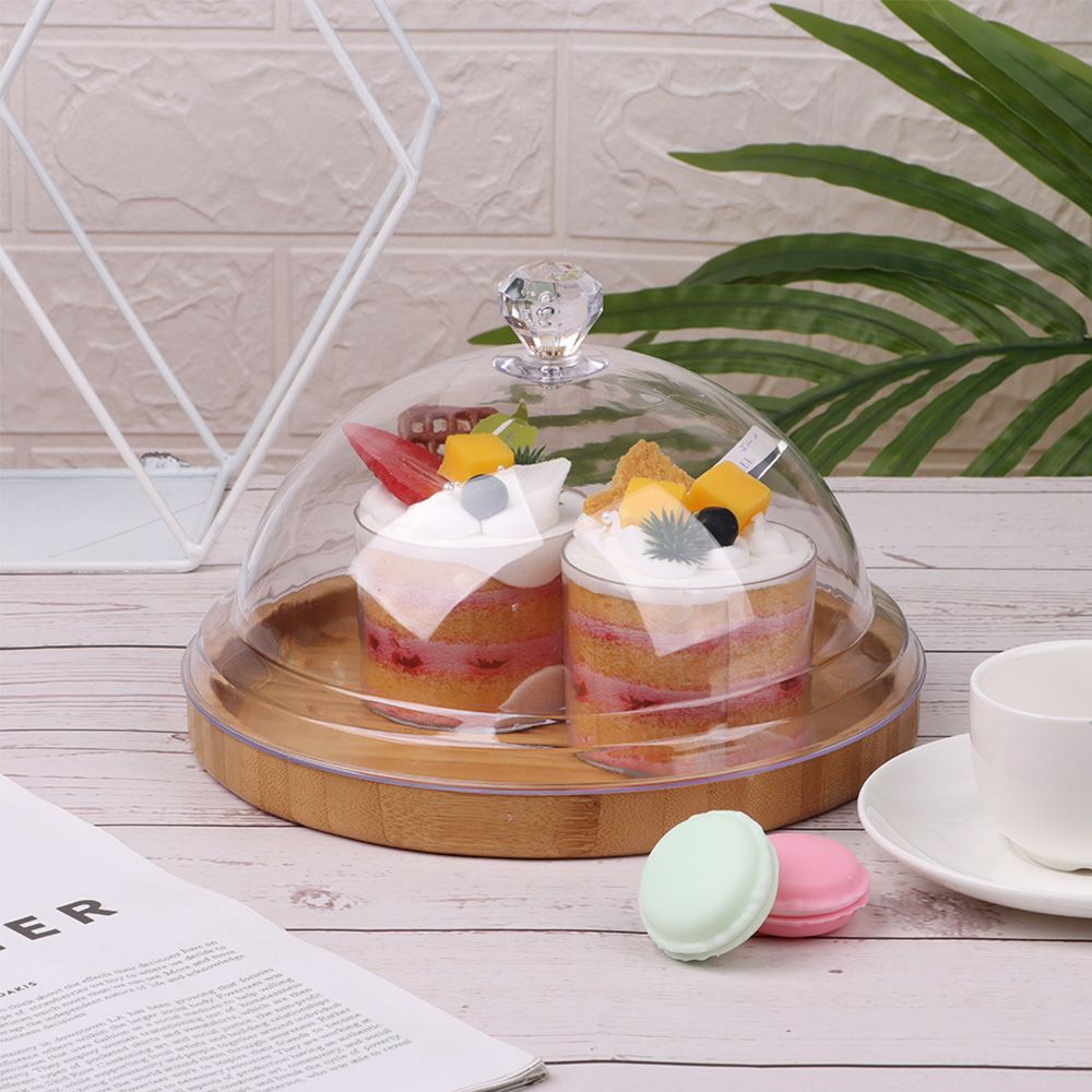 Acrylic Dessert Storage Tray Round Dish Dust-Proof Food Cover Cake Bread Plate Fruit Display Holder Food Cover