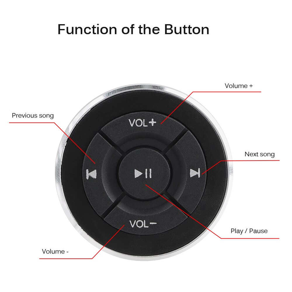 Wireless Remote Control Car Steering Wheel Motorcycle Bike Bluetooth Media Volume Button Music Play Button For IOS Android Phone