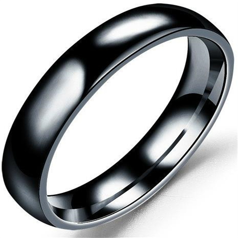 Stainless Steel Smooth Cambered Ring Steel Color 6mm Wide Simple Geometric Type Mens Ring Gold Rings for Women Jewellery: 8 / black