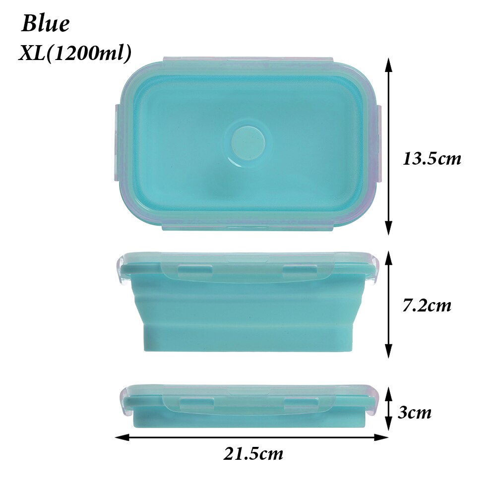 Silicone Folding Lunch Box Rectangle Portable Bowl Food Container Kitchen Picnic Box Eco-Friendly Collapsible Storage Tableware: 1