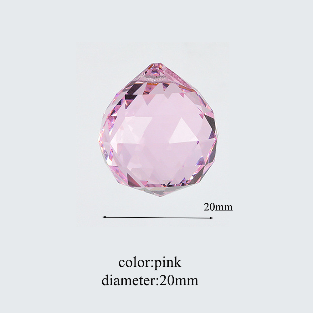 20/30/40mm cor múltipla bola de iluminação cristal feng shui lâmpada prisma bola arco-íris sun catcher casa decoração festa casamento ornamento: 20MM pink