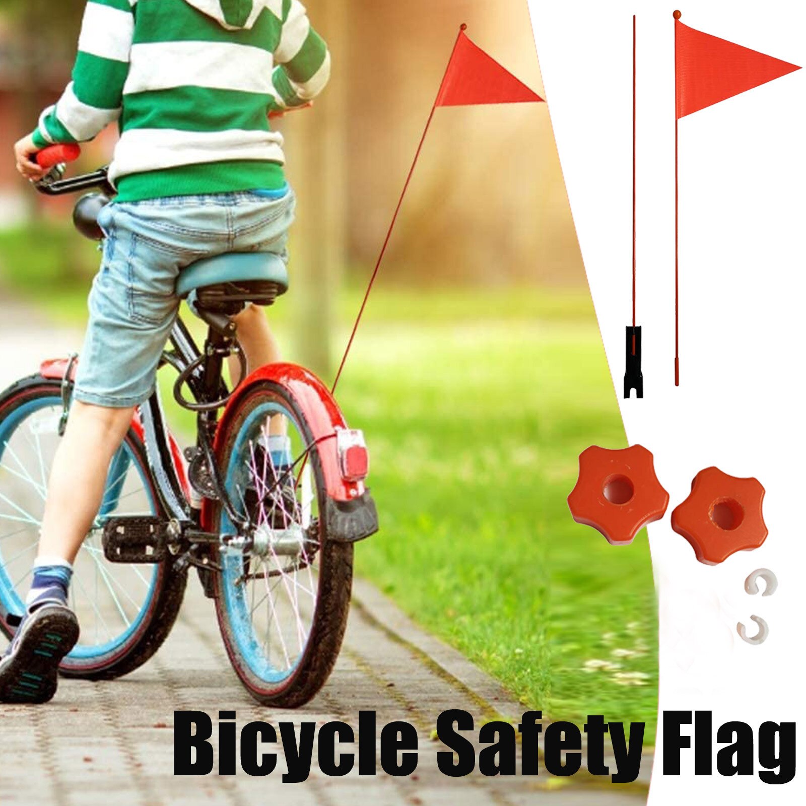 1.8m cykelsikkerhedsflag børnecykel trekantet flag med monteringsbeslag til drenge piger udendørs cykeltilbehør
