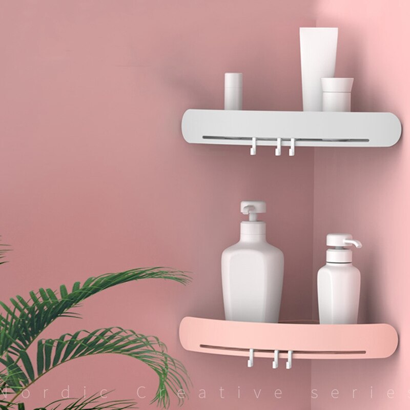 Toilet Bathroom Shower &Toilet Triangular Basket Wall Suction Plastic