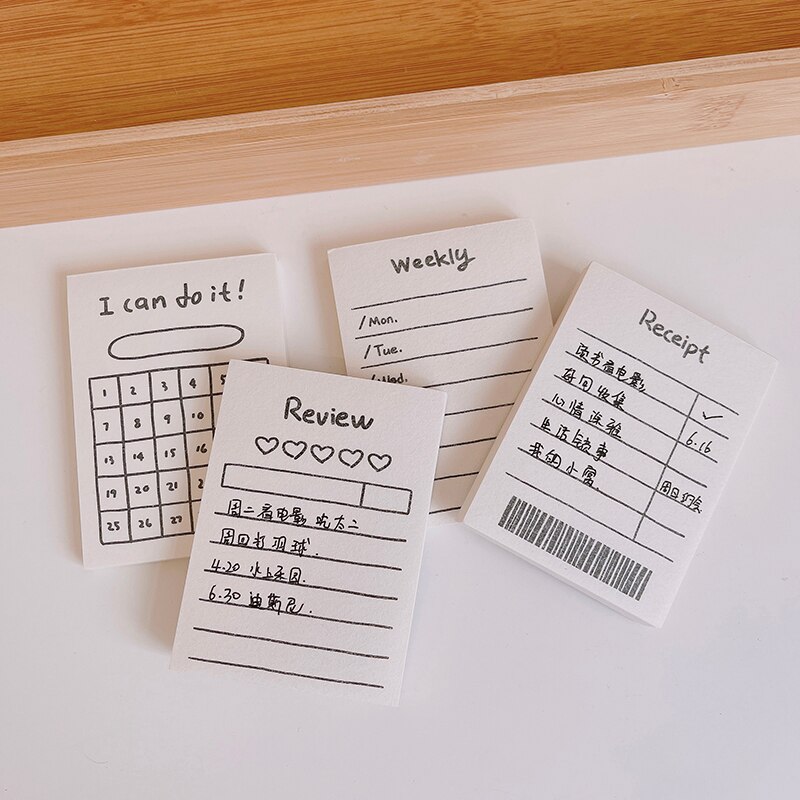 Black White Note Paper Simple Style Plaid Message Memo Pad Kawaii Stationery Notepad Office Leave Message Office Supplies