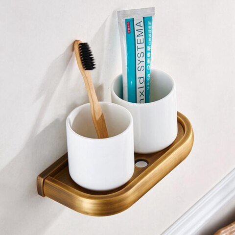 Vidric Antike Bronze- Badezimmer Zubehör einstellen verwöhnen Haltegriff Seife Halfter Handtuch Schiene Wc Gebürstet Halfter Wc Papier Halfter: doppelt stürzen Halter