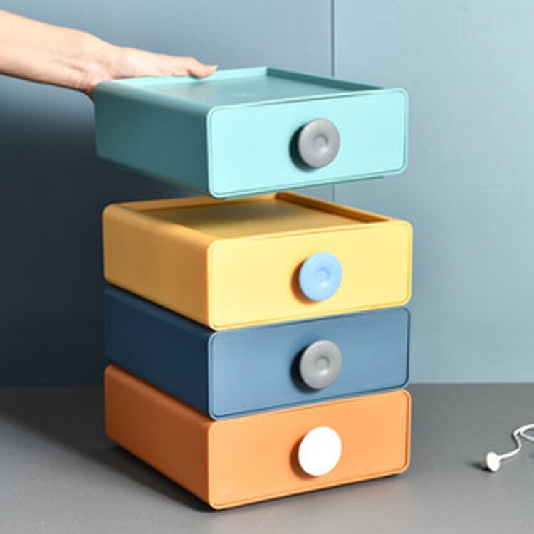 Stackable Storage Drawer Small Desktop Storage Containers with Drawers Plastic Organizer Box for Office Supplies Makeups Jewelry