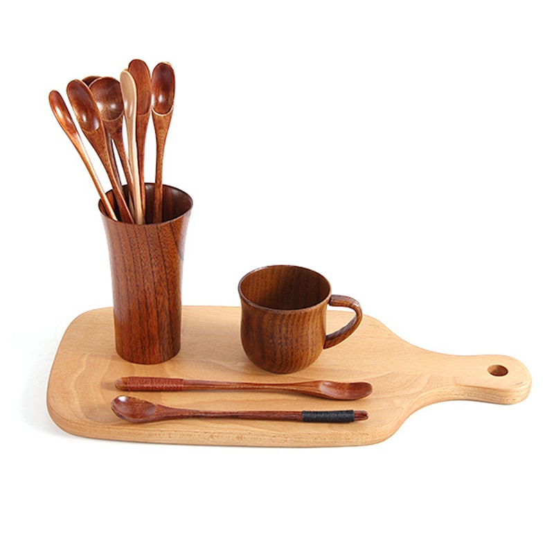 Cuillère à café en bois bambou cuisine ustensile de cuisine outil soupe remuant cuillère à café restauration vaisselle remuer bâton lait thé lait miel