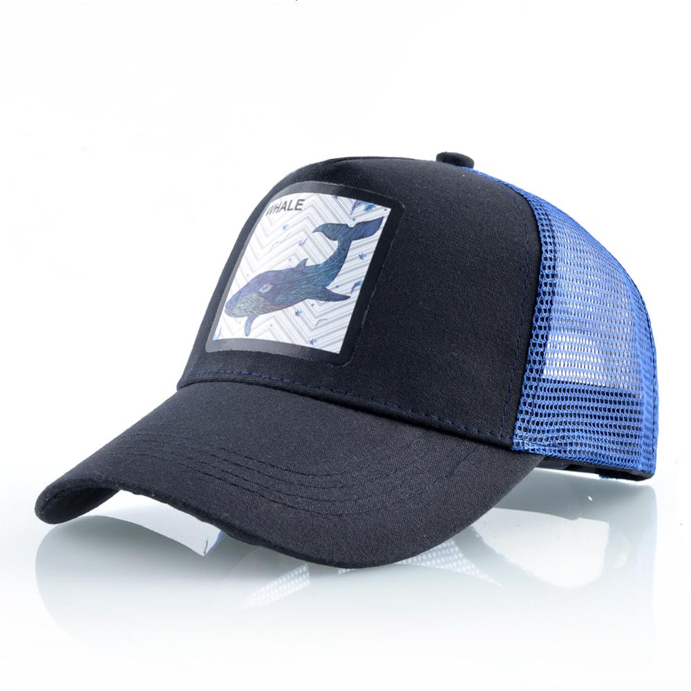 Ballena equipada gorra de béisbol Snapback de de verano sombrero de camionero gorra al aire libre de malla de gorros de Hip Hop para las mujeres Casual tapas: Blue2