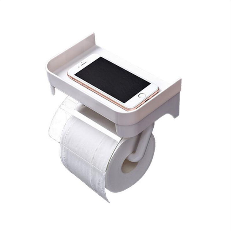 Soporte de Papel Higiénico de Montaje en Pared para Baño, Accesorio de Pañuelos, Estante con Punzón Autoadhesivo, con Rollo de Cocina Gratis: Clear