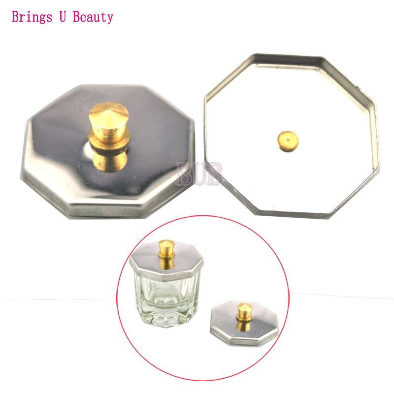 Honey Joy Anti-volatilization Metal Octagon Cap for Acrylic Liquid Powder Glass Cup Crystal Glass Bottle Nail Art Tool Accessary