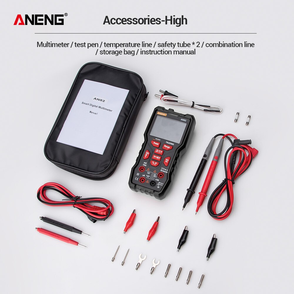 ANENG AN82 Digital Multimeter 9999 Tester DIY Transistor Capacitor NCV Testers True RMS Analog meter Multimetro: AN82 Black  pro