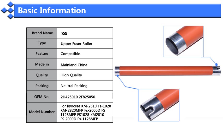 ! 5X Compatible rouleau de fusion supérieur remplacement pour Kyocera FS 1128MFP FS1028 Fs-1128MFP KM2810 KM-2820MFP copieur Fs-2000D