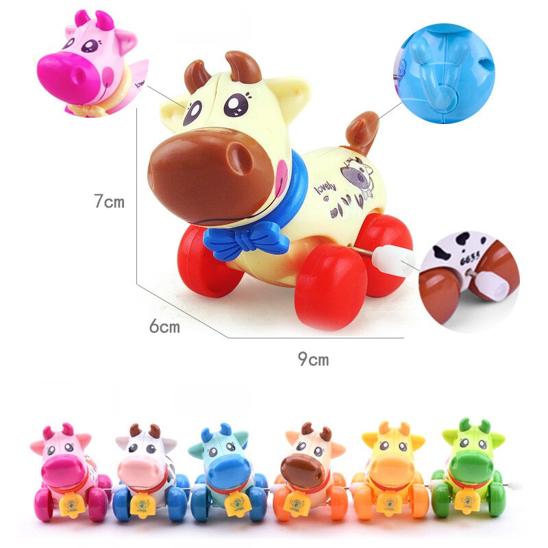 1PC Baby Children&#39;s Funny Wind-up Toys Kids Spring Clockwork Toy Mini Pull Back Cycling Pig/dinosaur/elephant/monkey Wind Up Toy: M-Random Color