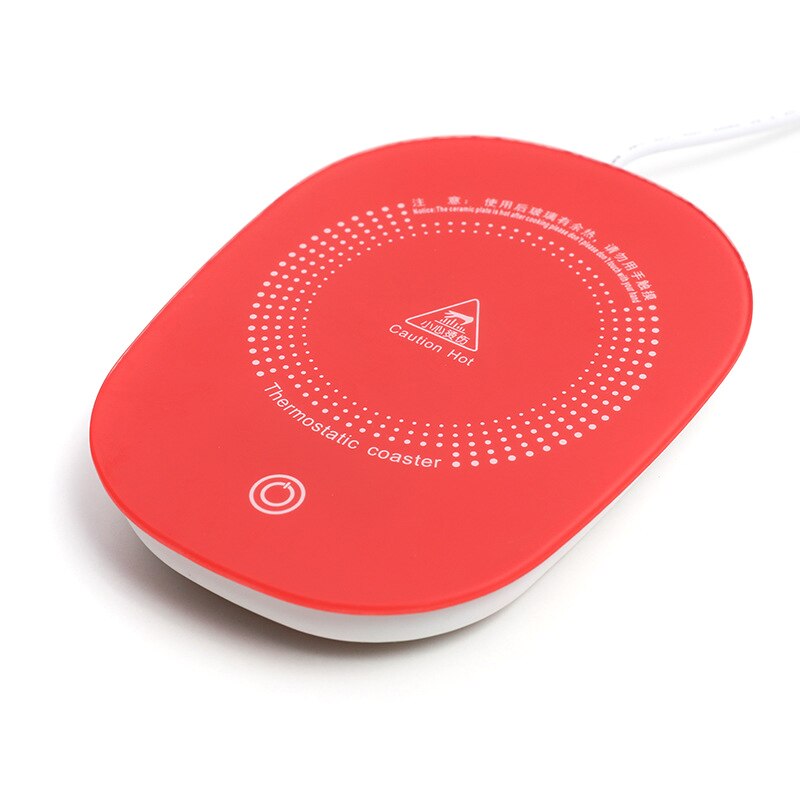 Mata na kubki o stałej temperaturze 55 stopni 16W USB podgrzewany kubek zwitek robić picia izolacja kawa herbata gorące kakao _ WK: Czerwony