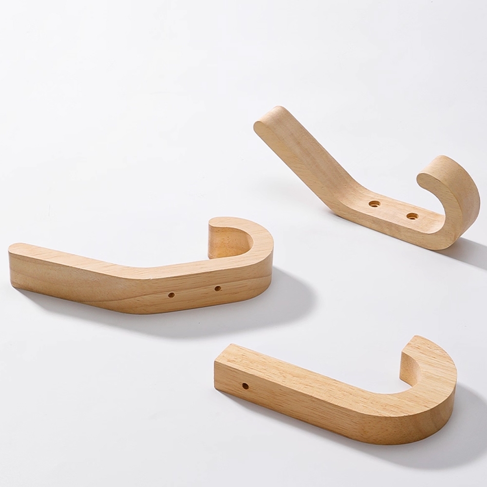 Ganci appendiabiti in legno da parete, resistenti, doppi, con viti, in rovere naturale vintage, accessori per camera da letto