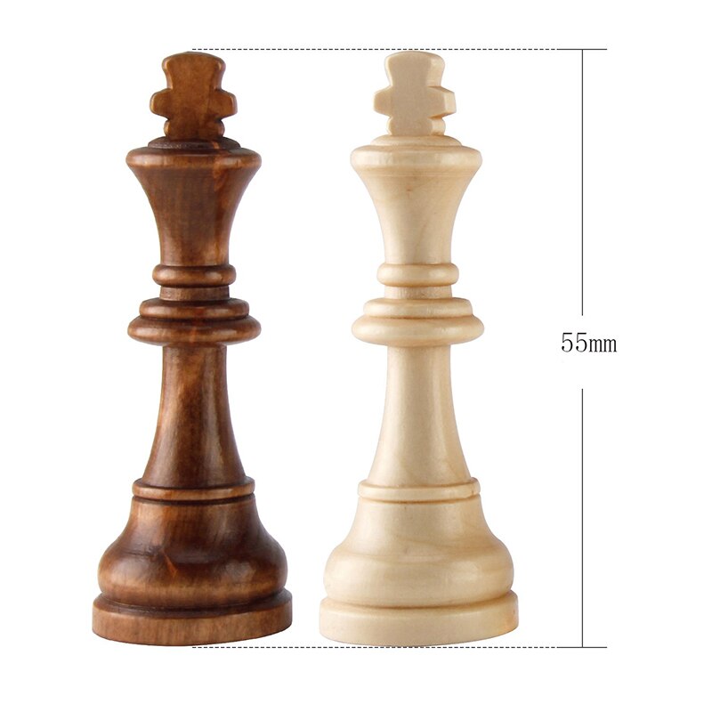 Wooden Chess Pieces Set King Height 50 & 70& 77 mm Chess Game Standard Chessmen for International Competition: King Height 55mm