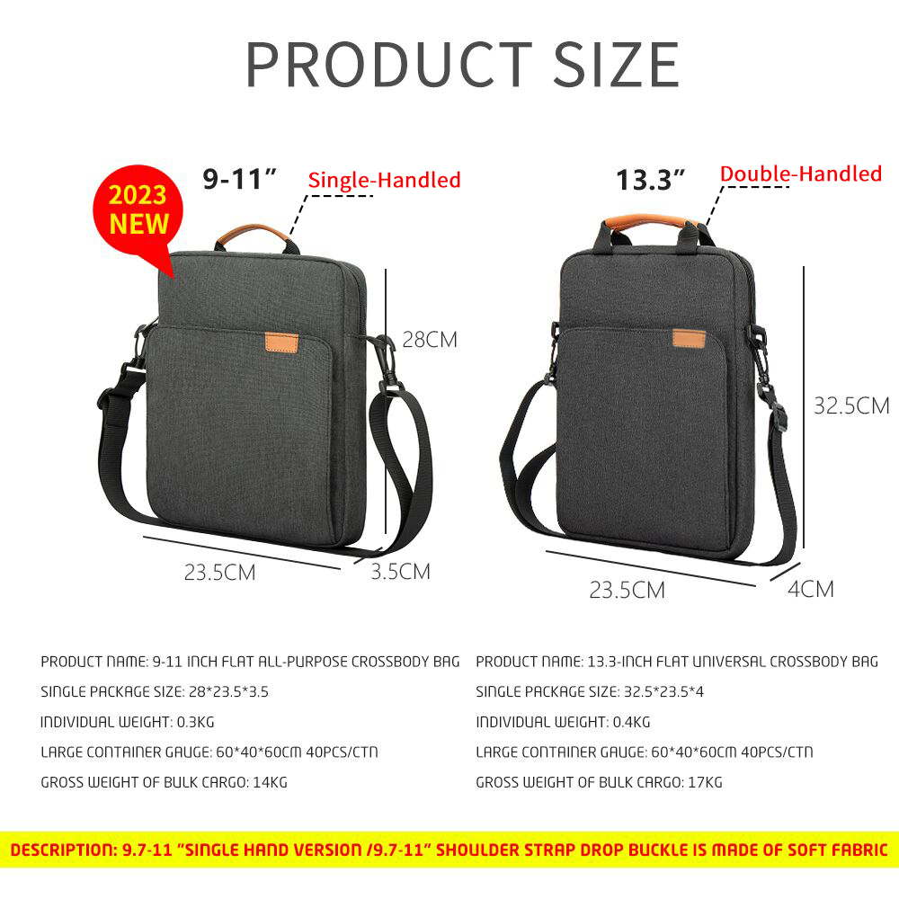Tablet schoudertas voor iPad air pro 12,9 ", IPad Air 10,9" Surface Go 3/2 Galaxy Tab A 10, laptoptas handtas Birefcase