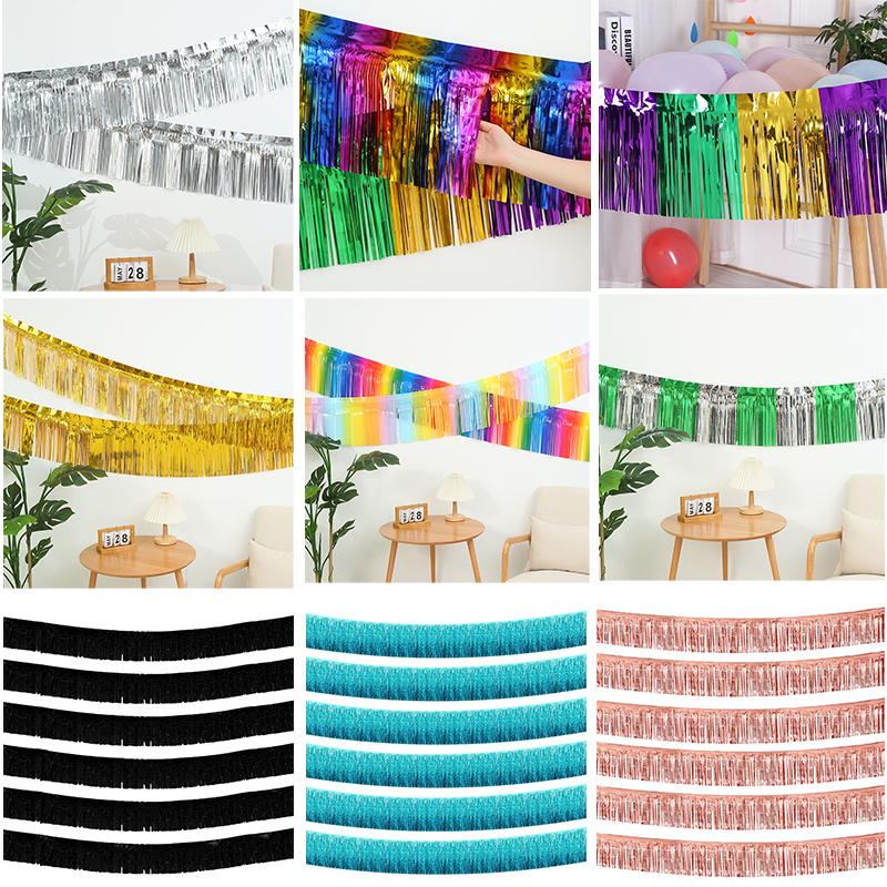 Guirnalda de flecos de aluminio, banderines de 30x300CM para colgar en la pared, cortina, telón de fondo, decoración para boda, de cumpleaños