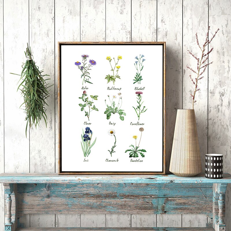 Plant Bloemen Natuurlijke Educatief Poster Botanische Kleuterschool Wall Art Foto Prints Muur Decor Retro Poster Kraftpapier
