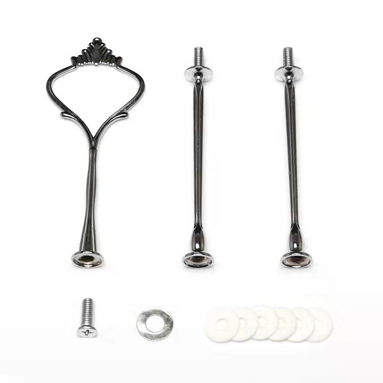 3 Tier Cake Display Stand Hardware Crown Metal Fitting Party Tray Cake Food Dessert Rack Cake Holder for Kitchen Home No Plate: 9