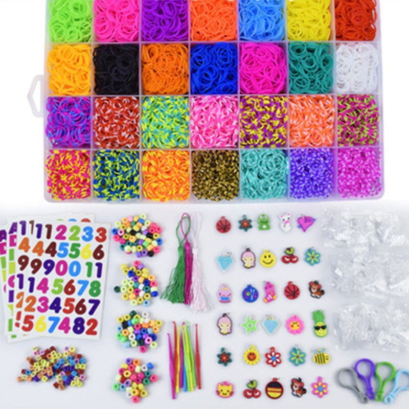 10000pc diy legetøjsgummi vævebånd sæt kid diy armbånd silikone elastik elastiske væve vævebånd legetøj børn varer: 10000pc
