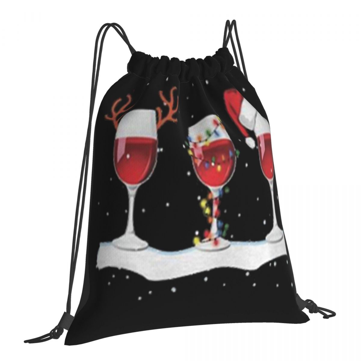 Mochila con navideño de Reno y vino de cristal para hombre, bolsa ligera de Papá Noel, ajustada, Punk, mejor empalme, Rock, personalizada
