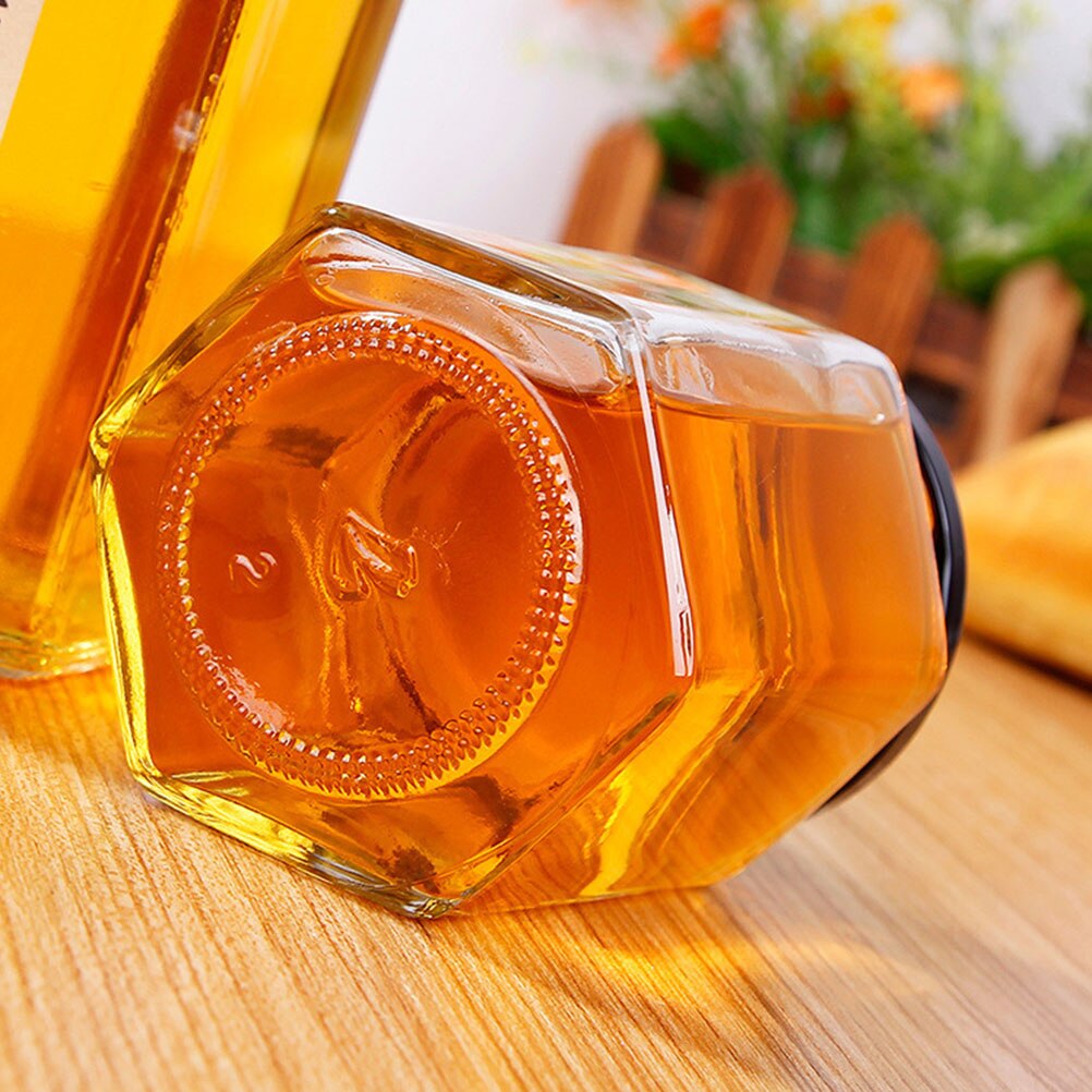Bouteille hexagonale transparente en verre, 45ml/85ml, bocal vide pour stockage de miel, bocal de sucre, pour la cuisine à domicile 10 pièces