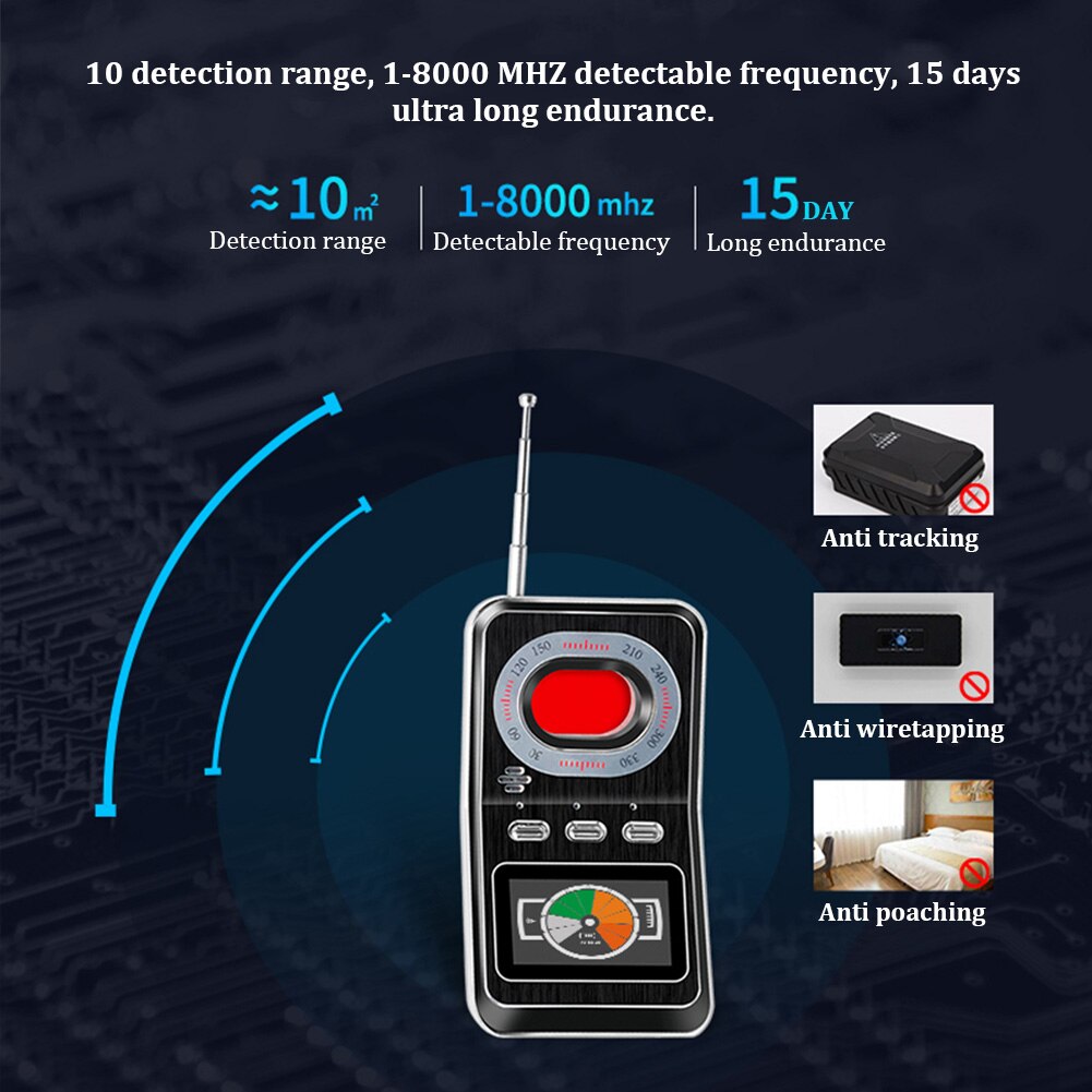Signaaldetector, privacybescherming, gps-zoeker, draagbaar, handzaam, oplaadbaar, beveiligingsalarm, anti-cancer, eenvoudige bediening.