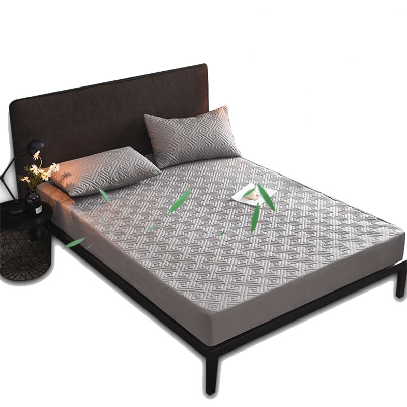 Zes Zijden All Inclusive Gewatteerde Matrashoes Zachte Vezel Topper Pad Vlakte Effen Kleur Bed Matras Protector Anti Dust mijt: 02 / 150x200cm