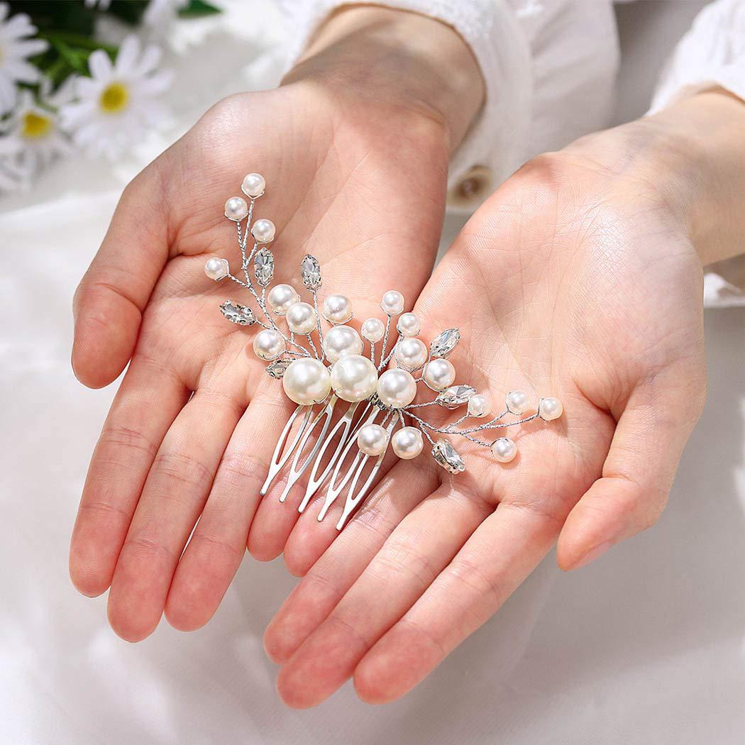Peineta de aleación de perlas para boda, joyería para niñas, horquilla hecha a mano, Tiaras nupciales, accesorio para el cabello de boda, de joyería