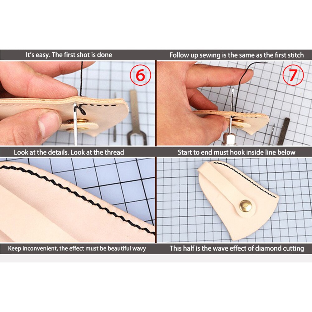 Leer Naaien Tool 4 Stks/set Diy Lederen Hand Naaimachine Met Naalden Voor Schoenmaker Leer Craft Rand Stiksels Riem Strips